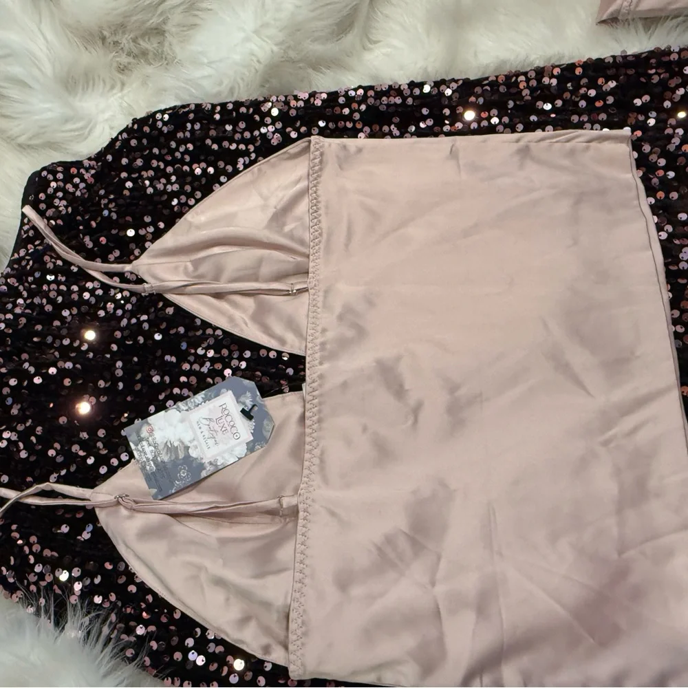 Satin Blush Bralette camisole adjustable straps stretch soft‎ shimmer sz S or M
